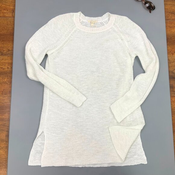 Eileen Fisher White Crew Neck Tunic Sweater Organic Linen Blend Long Sleeve Sz S - Picture 15 of 16
